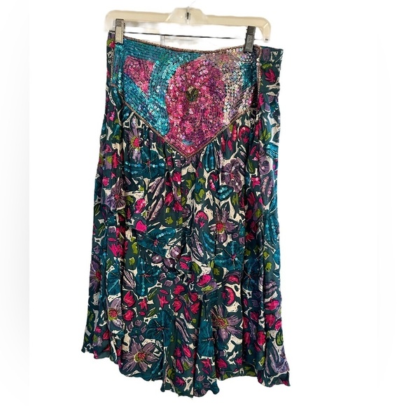 Dresses & Skirts - Beautiful Bohemian Silk and Beaded Ruffle Skirt